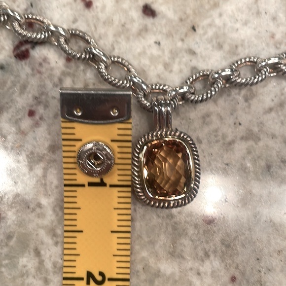 Sterling Silver 18”, wide link chain w citrine pendant. EUC. As is. See images - Picture 11 of 14